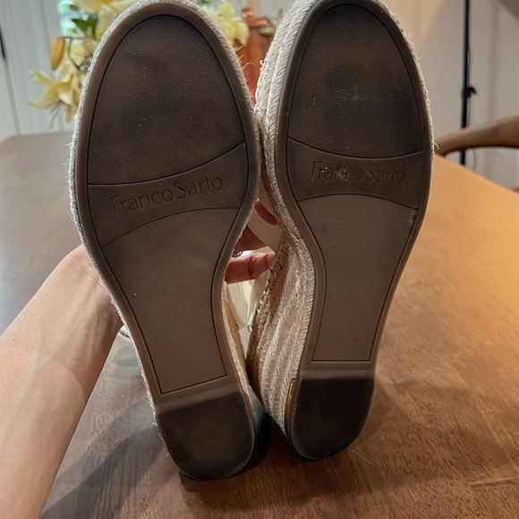 Franco Sarto Carmina Espadrille Wedge Sandal Womens 10 M Leather Strappy Ivory - Picture 7 of 8